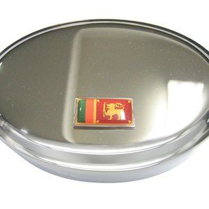 Sri Lanka Flag Oval Trinket Jewelry Box